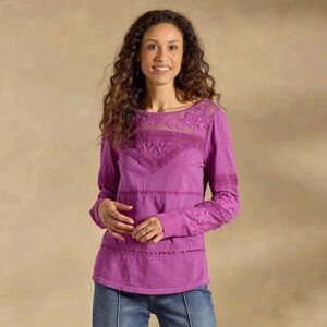Sundance Catalog Fuscia Oberon Embroidered Top